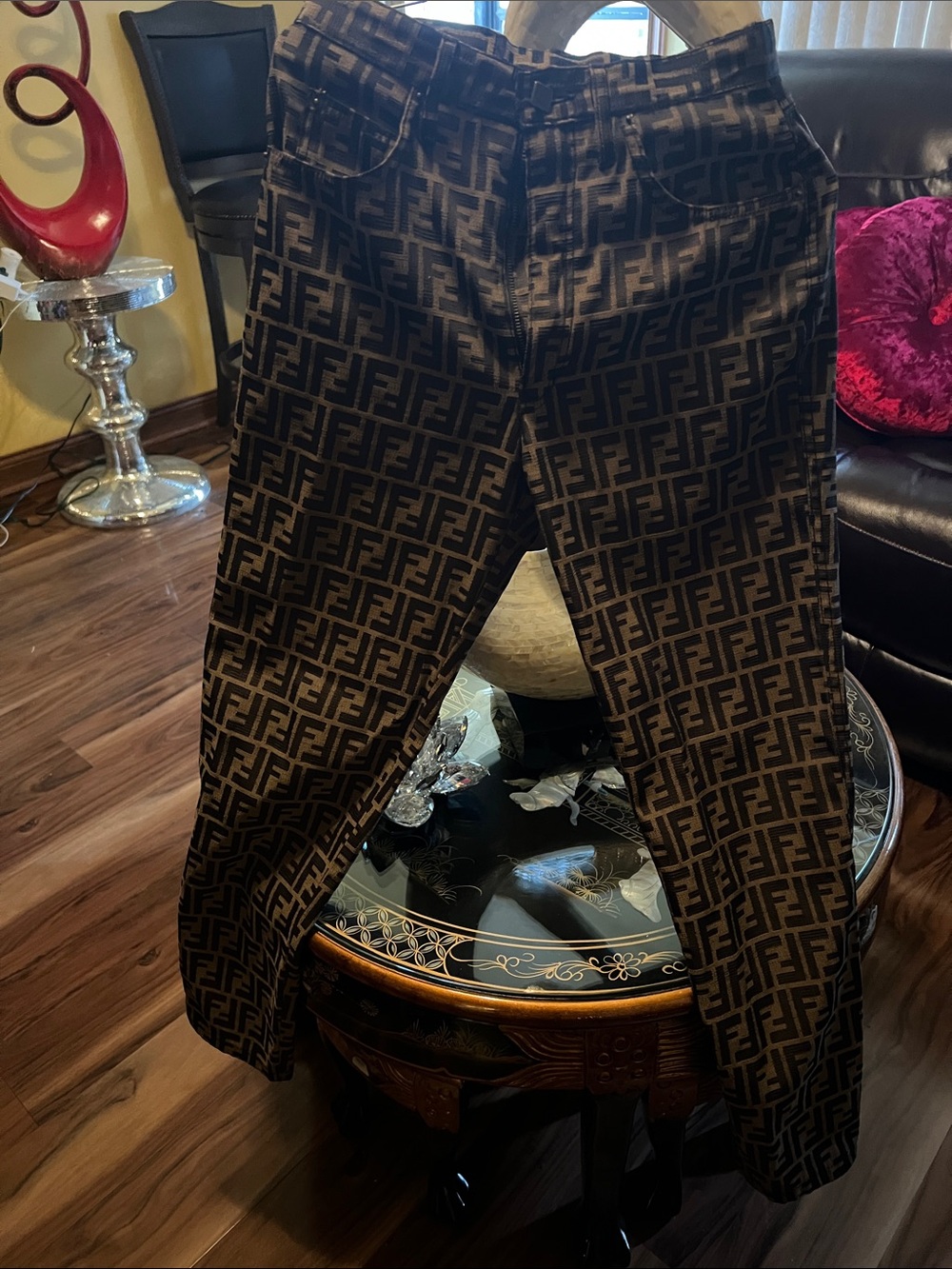 Fendi Brown & Black FF Monogram Jeans